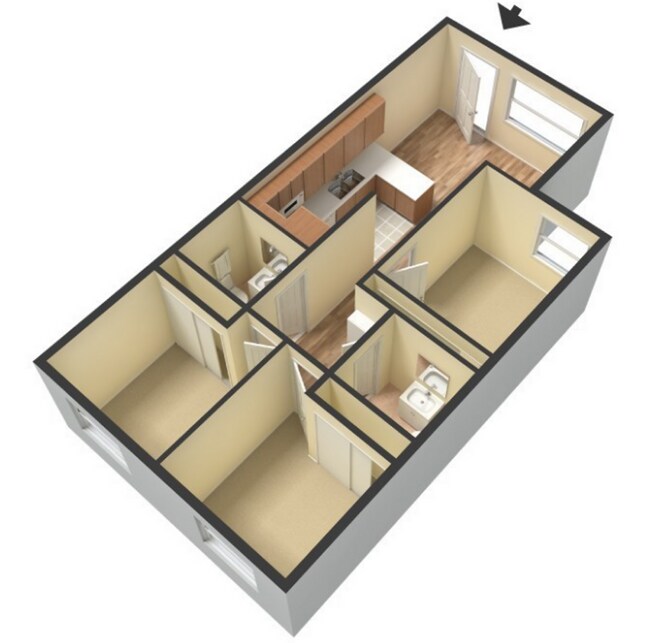 3 BR 2 BA 107 floor plan